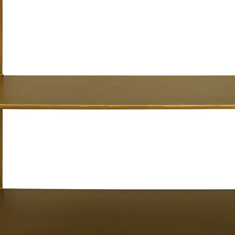 60" Brass Iron Console Table With Two Shelves HomeRoots