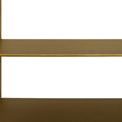 60" Brass Iron Console Table With Two Shelves HomeRoots