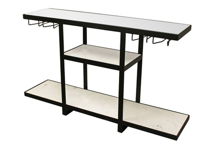 58" White and Black Genuine Marble Floor Shelf Console Table Two Shelves HomeRoots