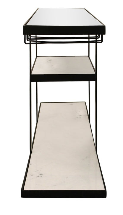 58" White and Black Genuine Marble Floor Shelf Console Table Two Shelves HomeRoots