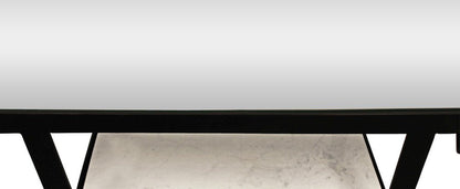 58" White and Black Genuine Marble Floor Shelf Console Table Two Shelves HomeRoots