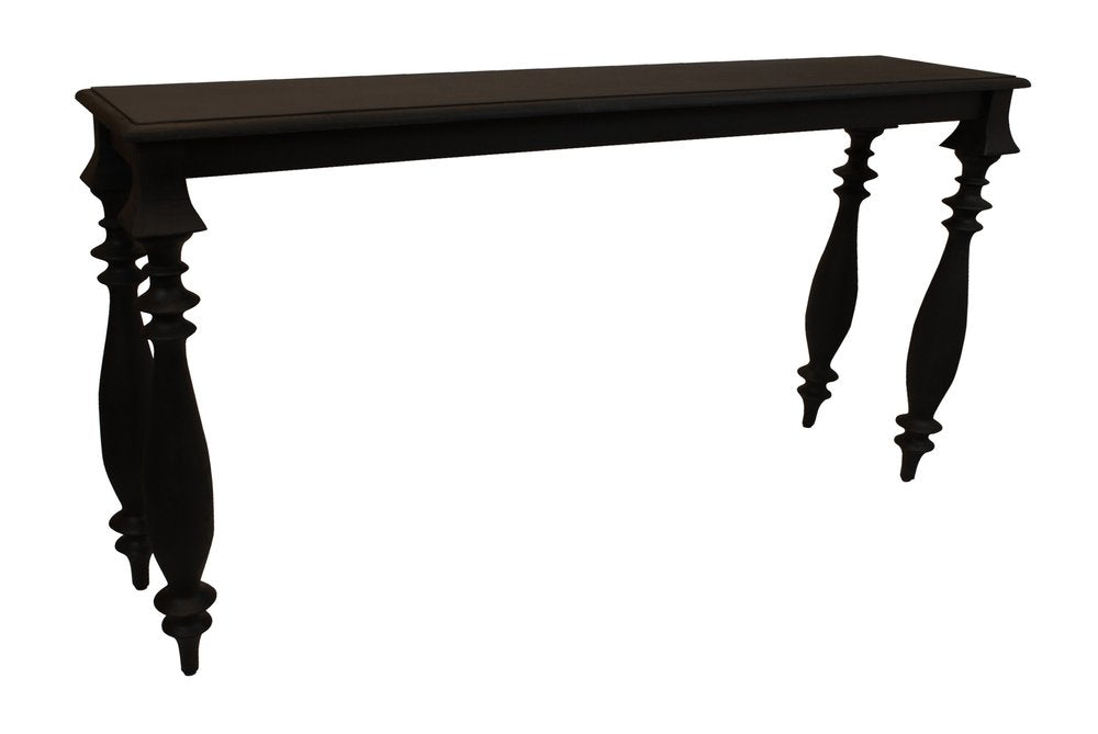 54" Black Solid Wood Distressed Console Table HomeRoots