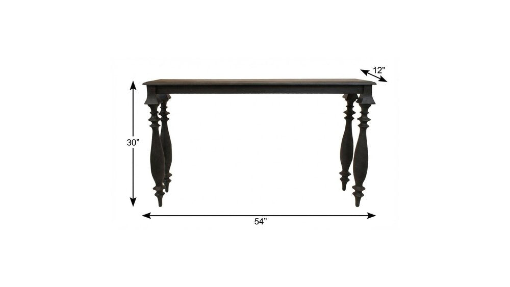 54" Black Solid Wood Distressed Console Table HomeRoots