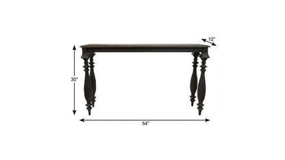 54" Black Solid Wood Distressed Console Table HomeRoots