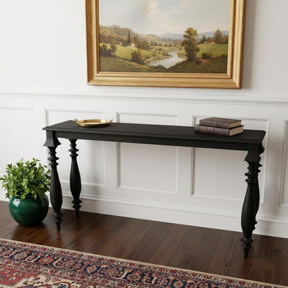 54" Black Solid Wood Distressed Console Table HomeRoots