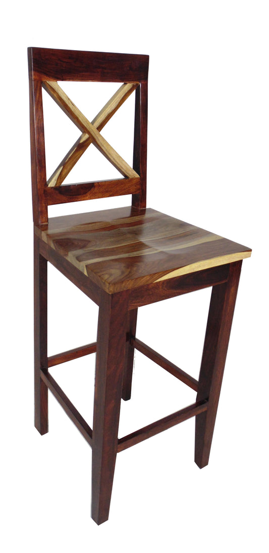 30" Brown Solid Wood Bar Height Bar Chair