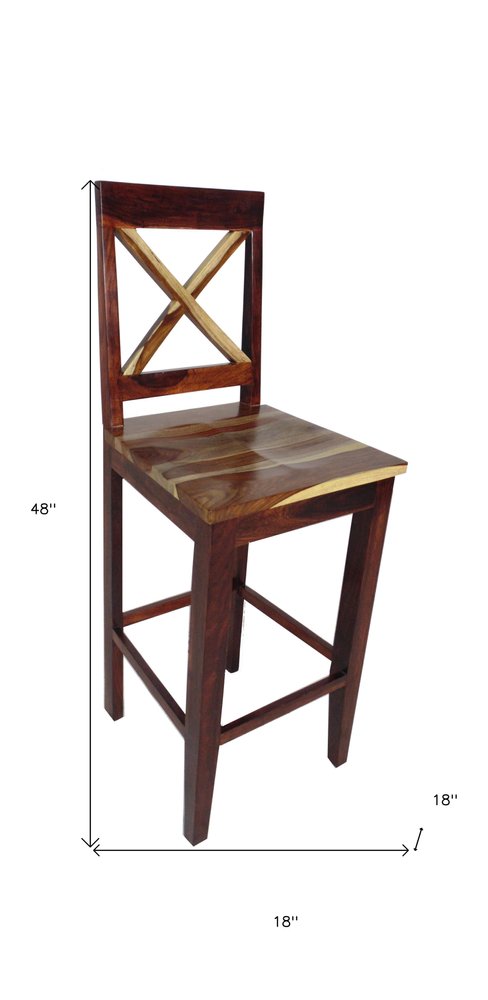 30" Brown Solid Wood Bar Height Bar Chair HomeRoots