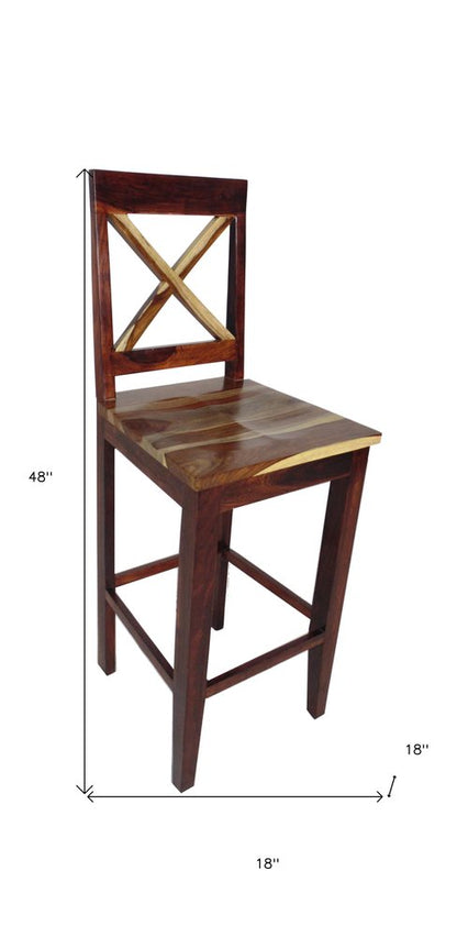 30" Brown Solid Wood Bar Height Bar Chair HomeRoots