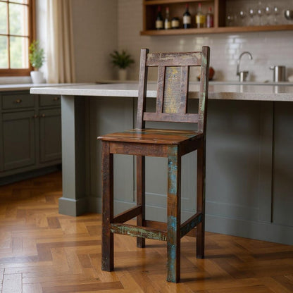 30" Brown Solid Wood Bar Height Bar Chair HomeRoots