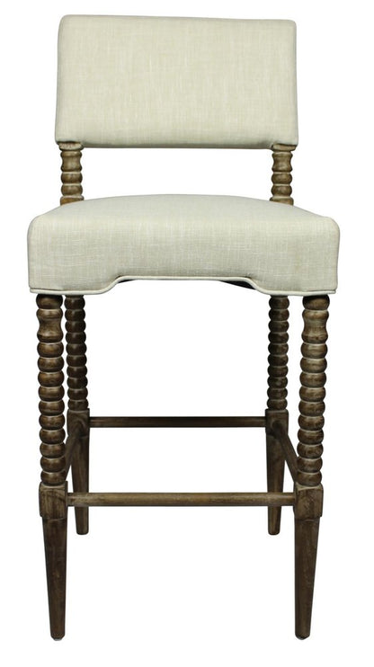 30" Off White And Brown Solid Wood Bar Height Bar Chair HomeRoots