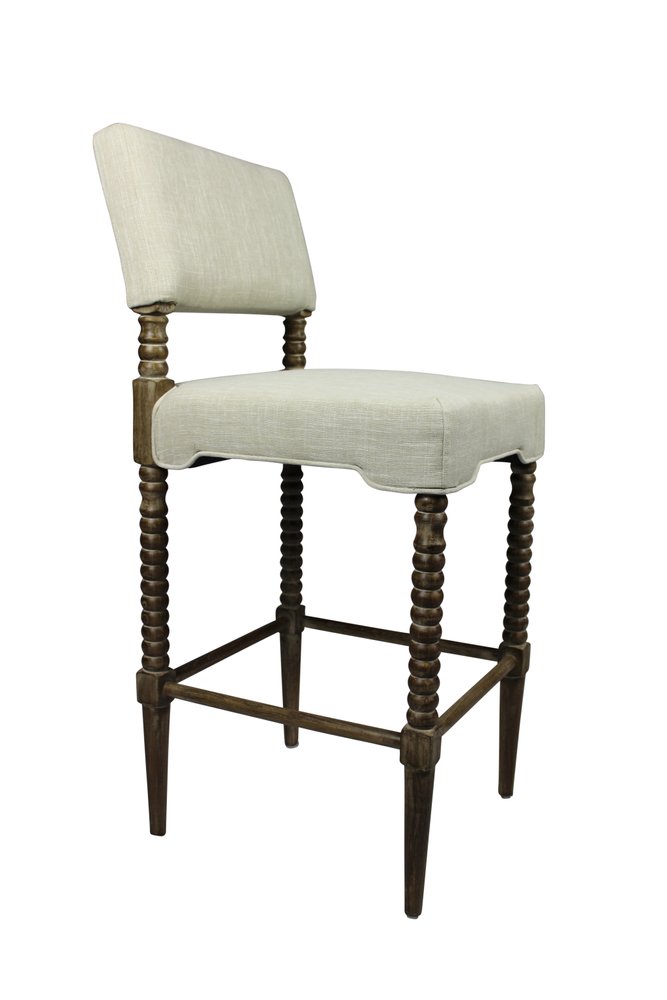 30" Off White And Brown Solid Wood Bar Height Bar Chair HomeRoots