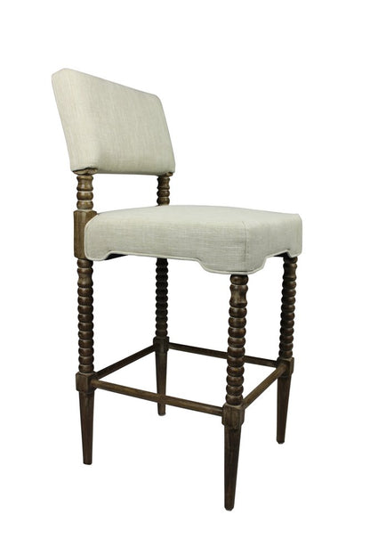 30" Off White And Brown Solid Wood Bar Height Bar Chair HomeRoots