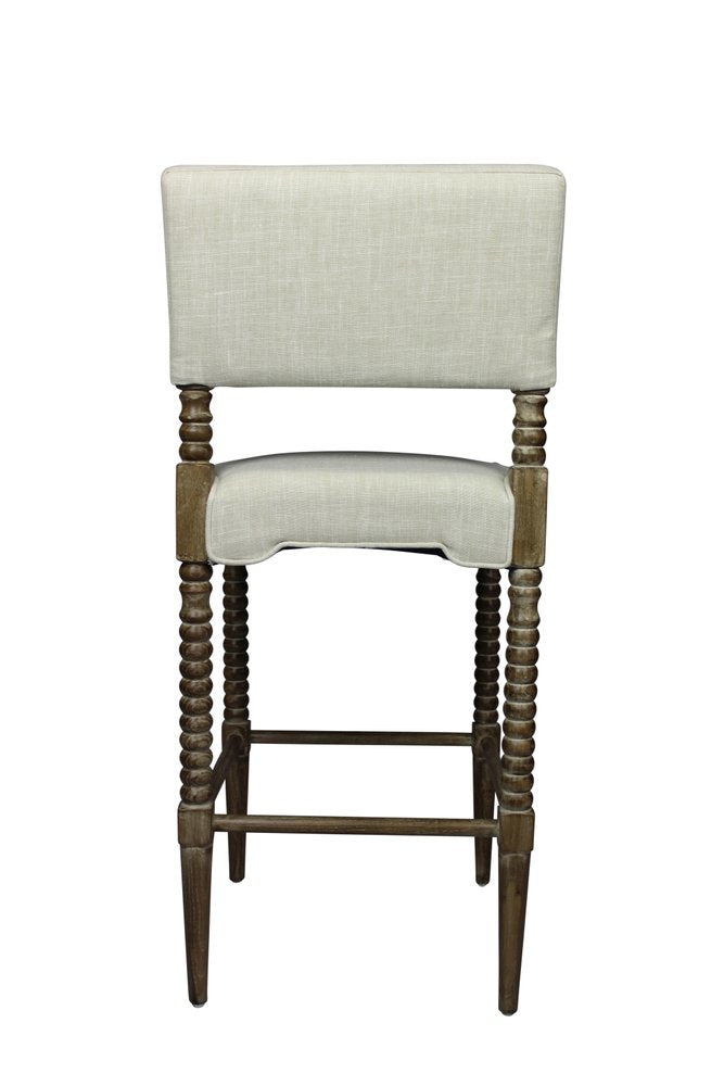 30" Off White And Brown Solid Wood Bar Height Bar Chair HomeRoots