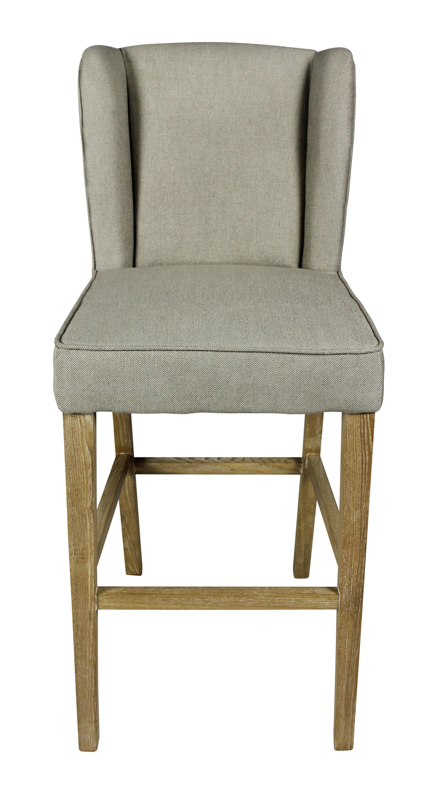 30" Gray And Brown Solid Wood Bar Height Bar Chair - FurniFindUSA