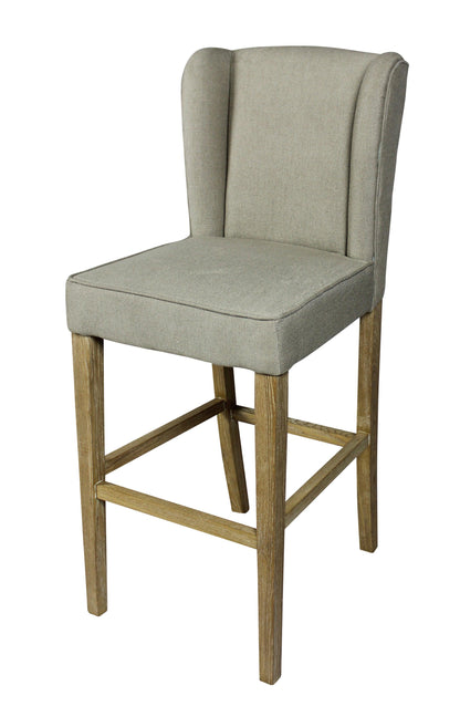 30" Gray And Brown Solid Wood Bar Height Bar Chair - FurniFindUSA