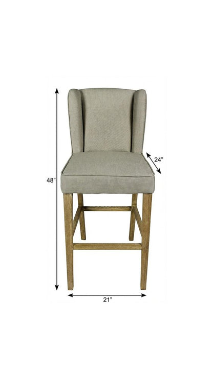 30" Gray And Brown Solid Wood Bar Height Bar Chair HomeRoots