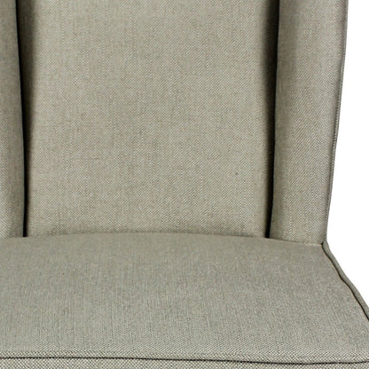 30" Gray And Brown Fabric And Linen And Solid Wood Bar Height Bar Chair HomeRoots