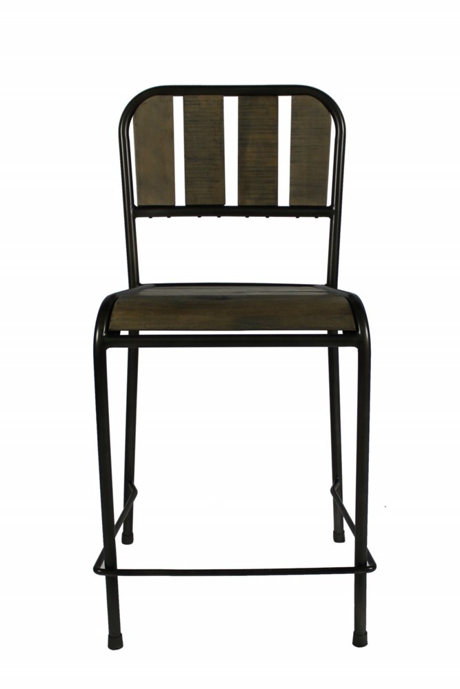 25" Brown And Black Iron Counter Height Bar Chair HomeRoots