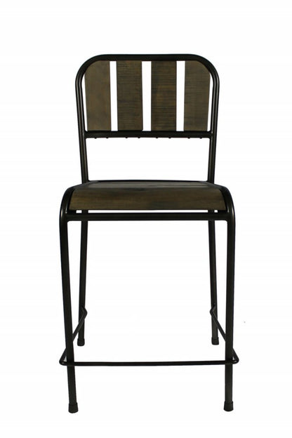 25" Brown And Black Iron Counter Height Bar Chair HomeRoots