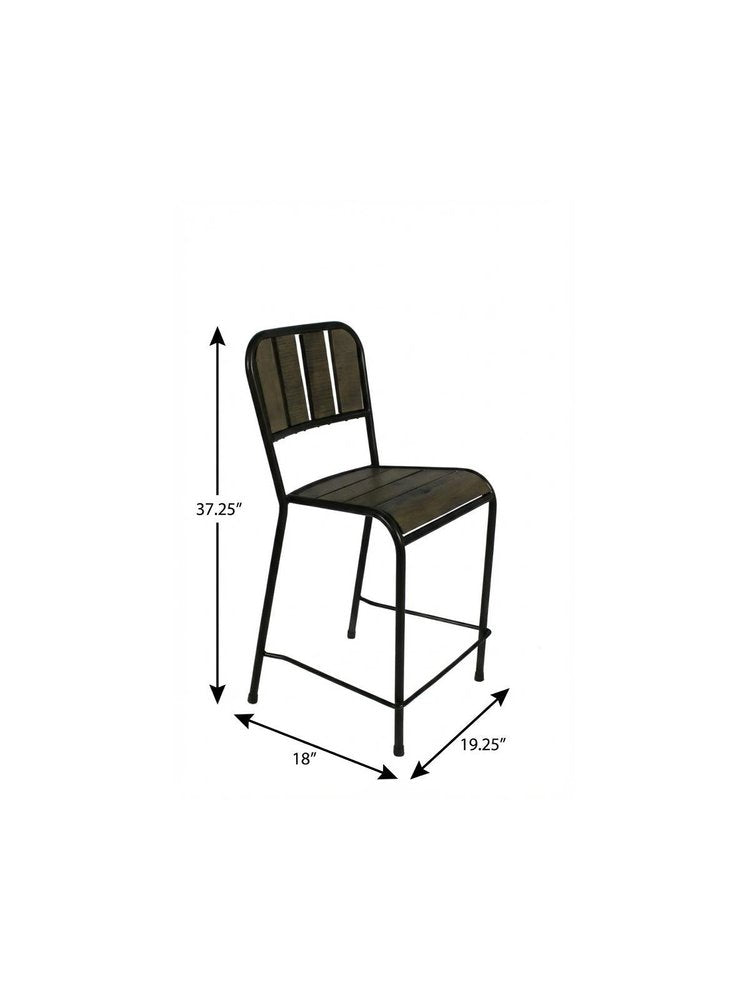 25" Brown And Black Iron Counter Height Bar Chair HomeRoots