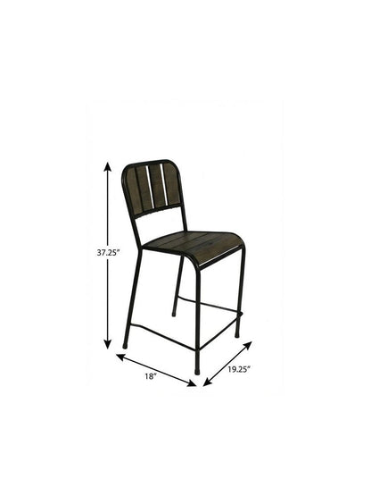 25" Brown And Black Iron Counter Height Bar Chair HomeRoots