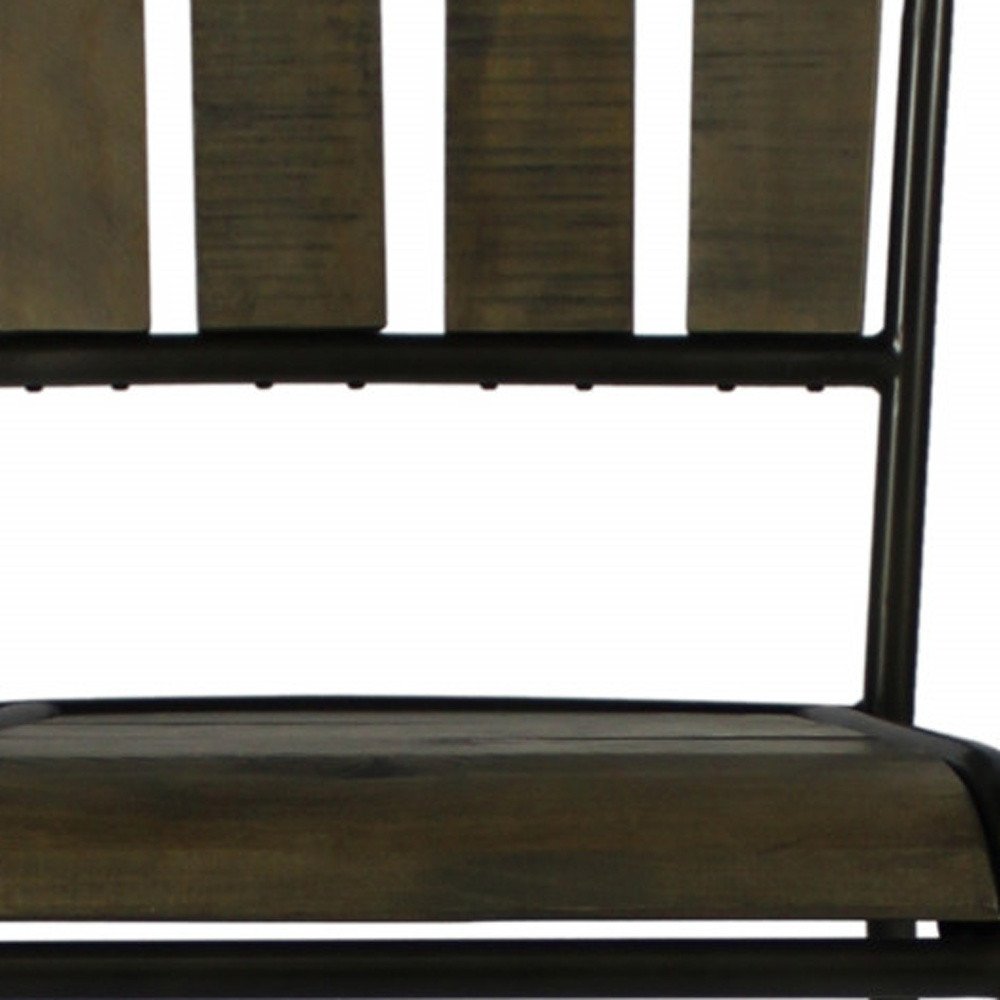 25" Brown And Black Iron Counter Height Bar Chair HomeRoots