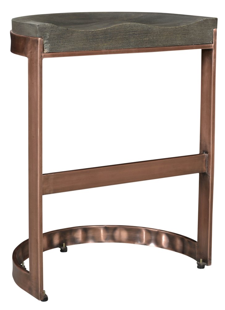 26" Gray And Copper Solid Wood And Iron Backless Counter Height Bar Chair HomeRoots