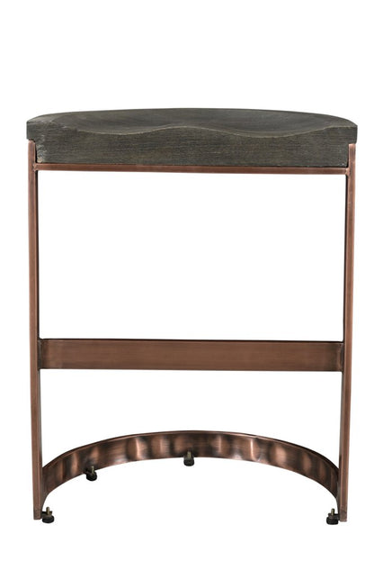 26" Gray And Copper Solid Wood And Iron Backless Counter Height Bar Chair HomeRoots