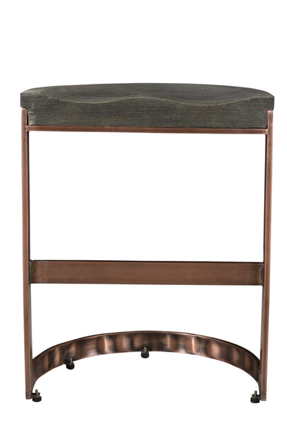26" Gray And Copper Iron Backless Counter Height Bar Chair