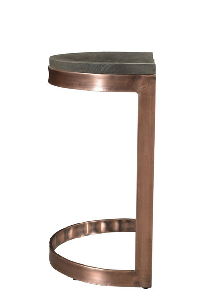26" Gray And Copper Solid Wood And Iron Backless Counter Height Bar Chair HomeRoots
