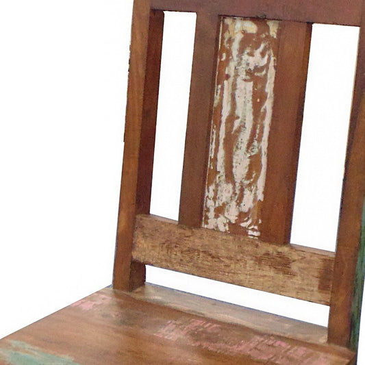 Set of Two Brown Slat Back Dining Side Chairs HomeRoots