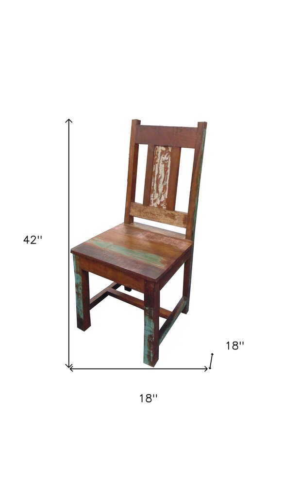 Set of Two Brown Slat Back Dining Side Chairs HomeRoots