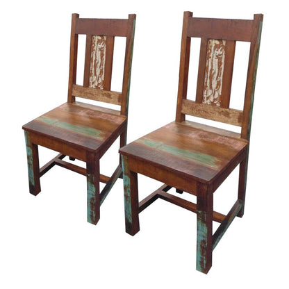 Set of Two Brown Slat Back Dining Side Chairs HomeRoots