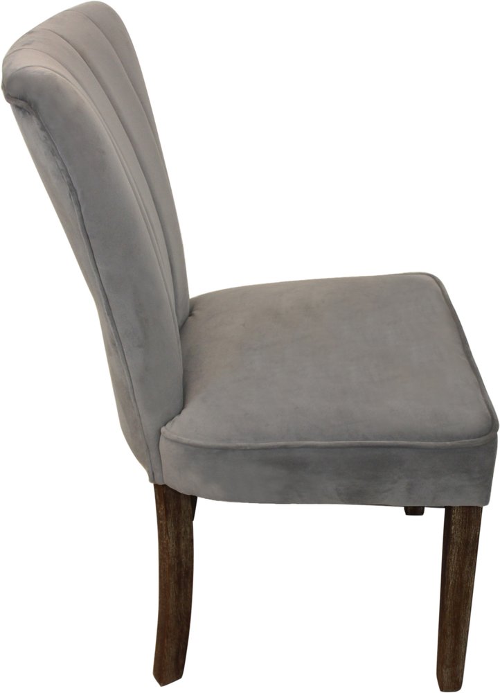 Set of Two Gray And Brown Upholstered Velvet Dining Parsons Chairs HomeRoots