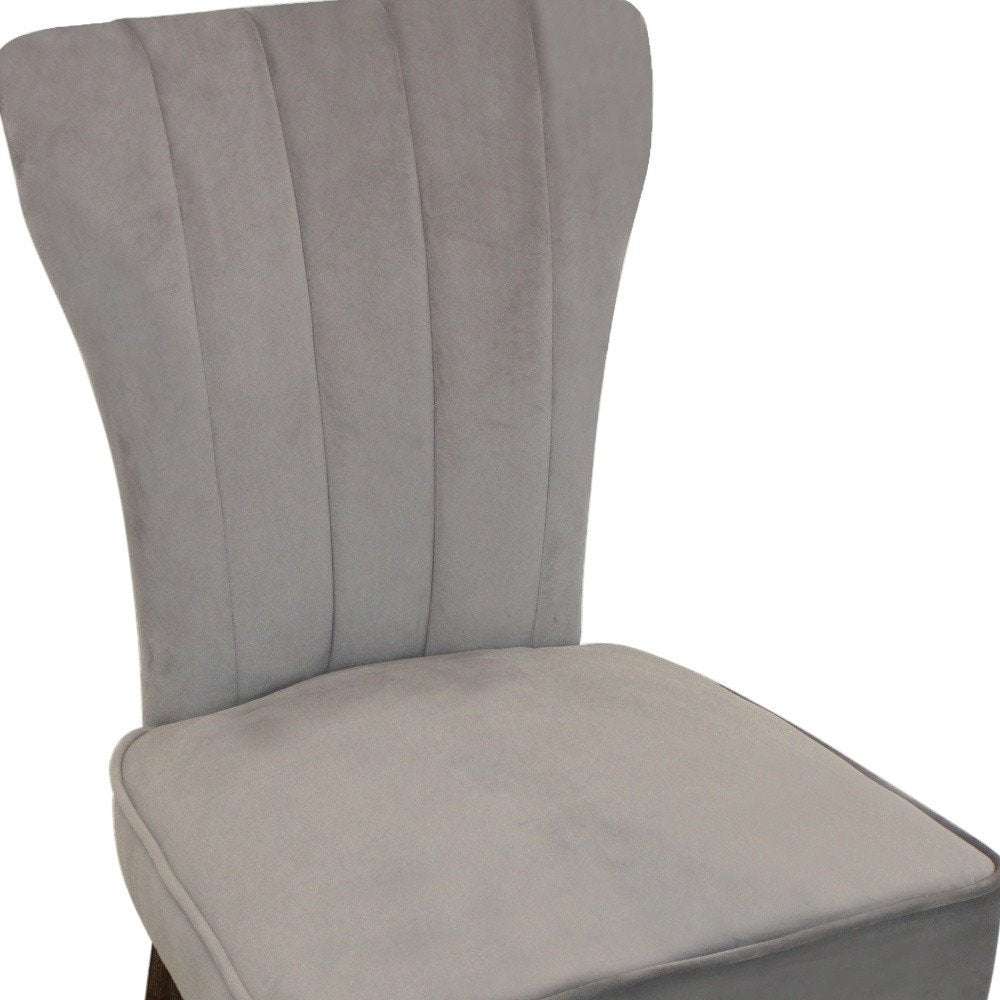 Set of Two Gray And Brown Upholstered Velvet Dining Parsons Chairs HomeRoots