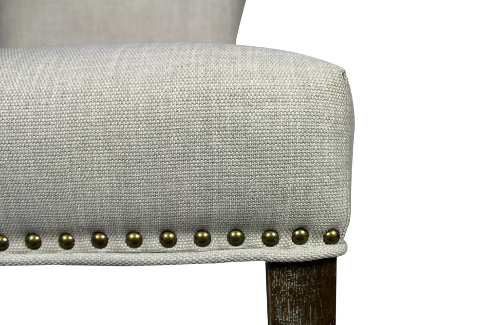Set of Two Ivory and Brown Upholstered Fabric Dining Parsons Chairs HomeRoots