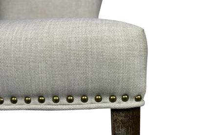 Set of Two Ivory and Brown Upholstered Fabric Dining Parsons Chairs HomeRoots