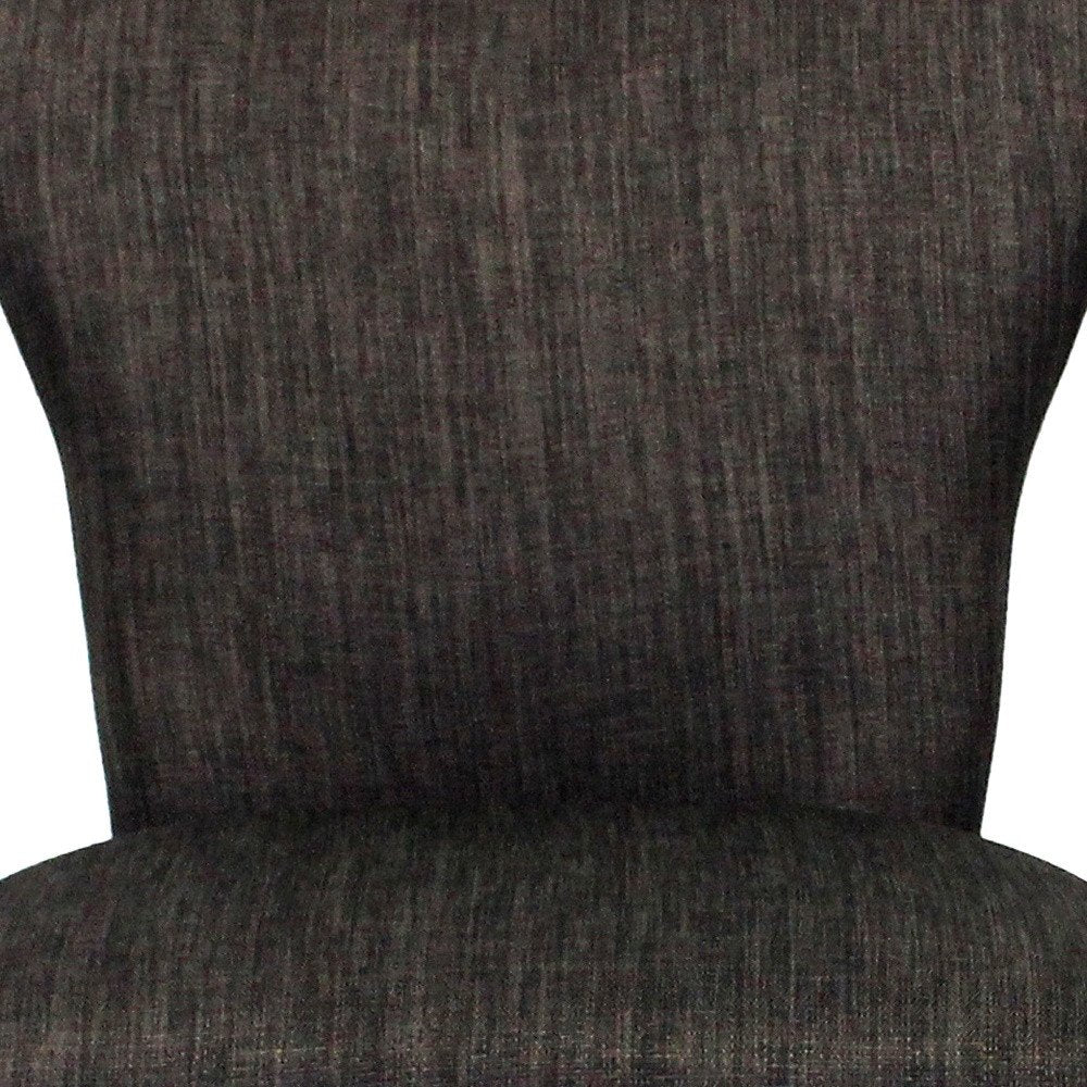 Set of Two Dark Gray And Brown Upholstered Fabric Dining Parsons Chairs HomeRoots