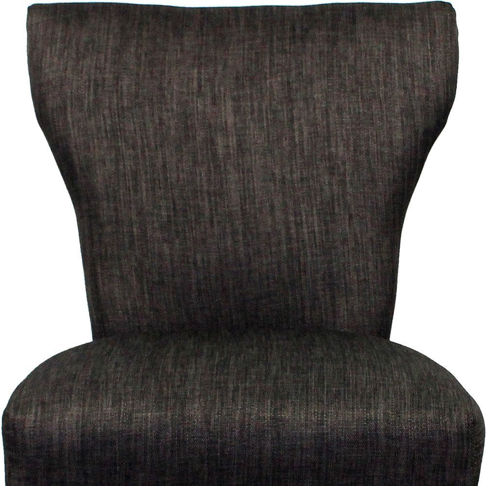 Set of Two Dark Gray And Brown Upholstered Fabric Dining Parsons Chairs HomeRoots