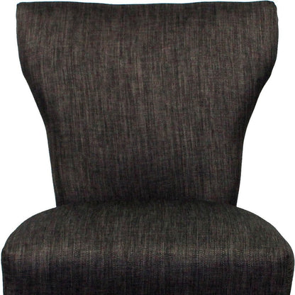 Set of Two Dark Gray And Brown Upholstered Fabric Dining Parsons Chairs HomeRoots