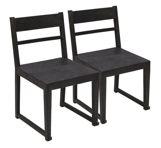 Set of Two Dark Gray Ladder Back Dining Side Chairs HomeRoots
