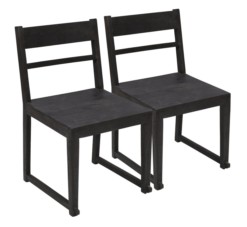 Set of Two Dark Gray Ladder Back Dining Side Chairs HomeRoots
