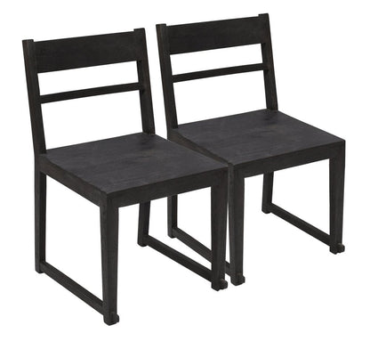 Set of Two Dark Gray Ladder Back Dining Side Chairs HomeRoots