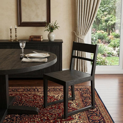 Set of Two Dark Gray Ladder Back Dining Side Chairs HomeRoots