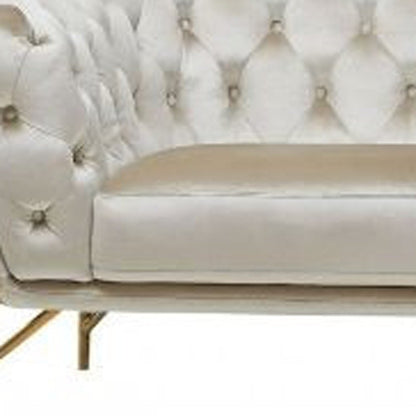 88" Beige Velvet Sofa With Gold Legs HomeRoots