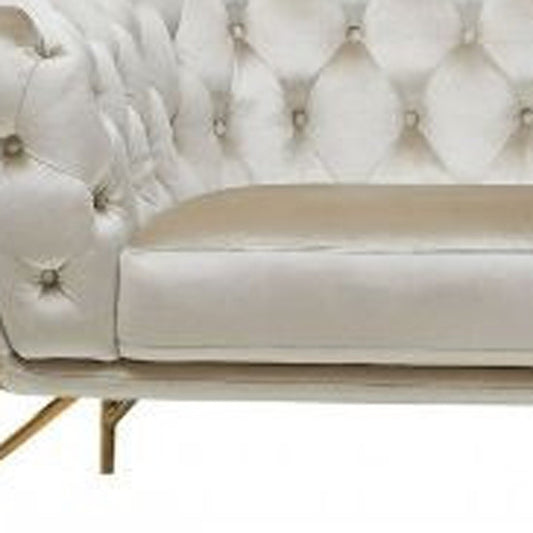 88" Beige Velvet Sofa With Gold Legs HomeRoots