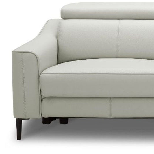 74" Gray Leather Reclining Sofa With Black Legs HomeRoots