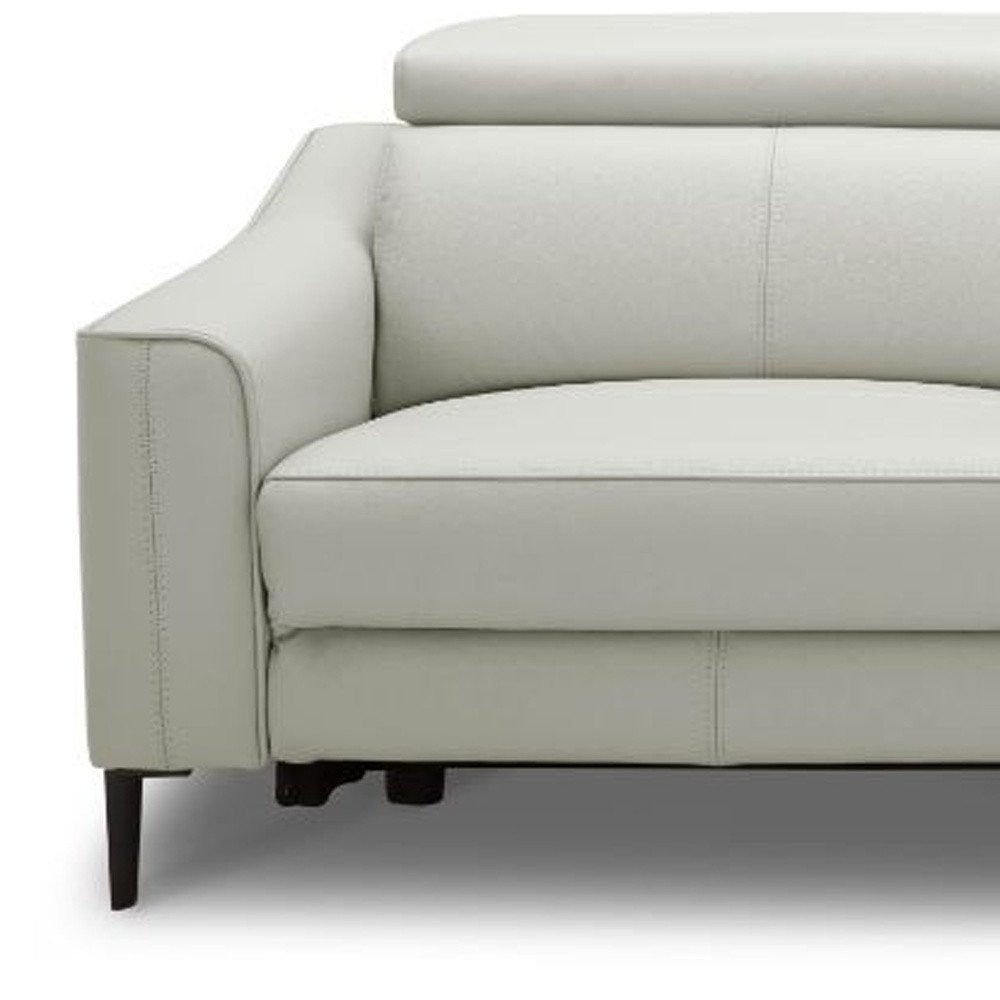 74" Gray Leather Reclining Sofa With Black Legs HomeRoots