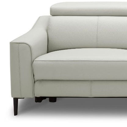 74" Gray Leather Reclining Sofa With Black Legs HomeRoots