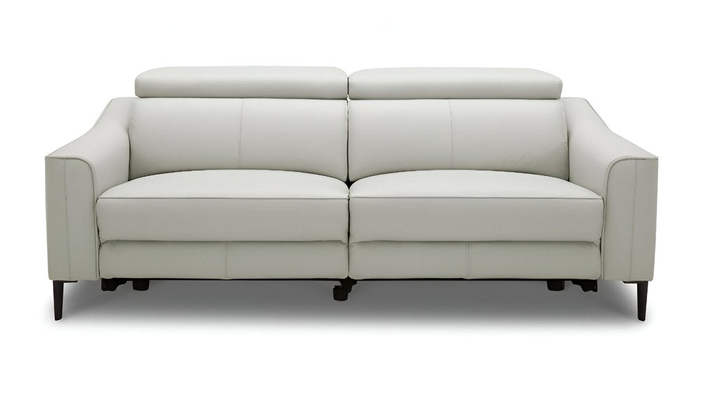 74" Gray Leather Reclining Sofa With Black Legs HomeRoots